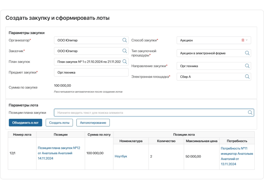 Автоматизация организации процедуры